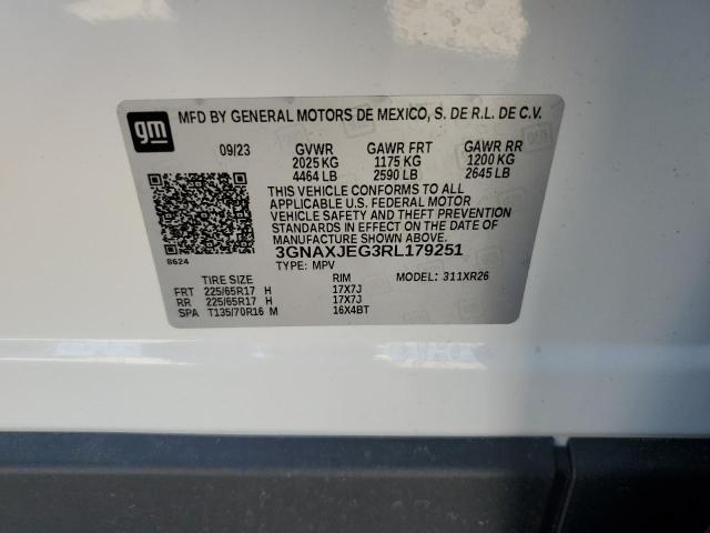 3GNAXJEG3RL179251 - 2024 CHEVROLET EQUINOX LT WHITE photo 12