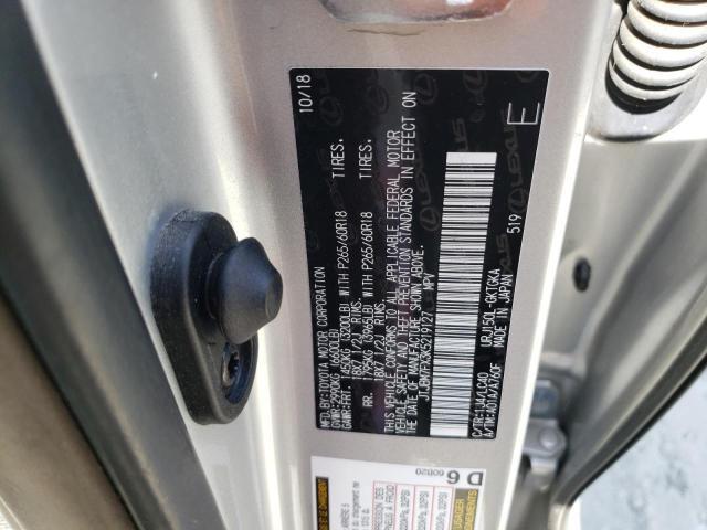 JTJBM7FX3K5219127 - 2019 LEXUS GX 460 SILVER photo 13