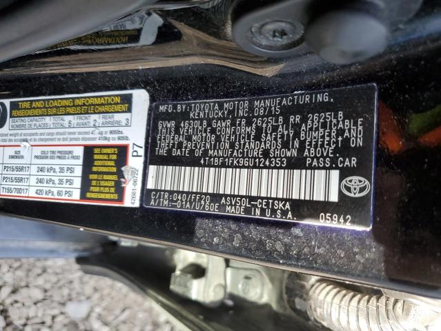 4T1BF1FK9GU124353 - 2016 TOYOTA CAMRY LE 黑色 照片 12