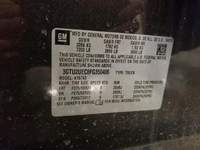 3GTU2UEC8FG350406 - 2015 GMC SIERRA K1500 SLE GRAY photo 12