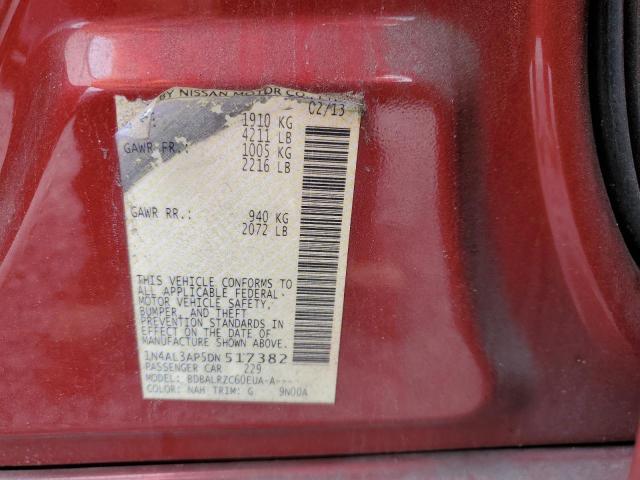 1N4AL3AP5DN517382 - 2013 NISSAN ALTIMA 2.5 RED photo 12