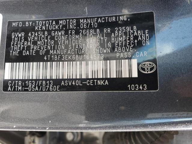 4T1BF3EK6BU164573 - 2011 TOYOTA CAMRY BASE GRAY photo 12