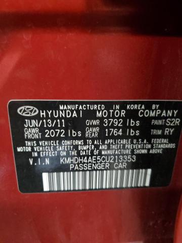 KMHDH4AE5CU213353 - 2012 HYUNDAI ELANTRA GLS RED photo 13