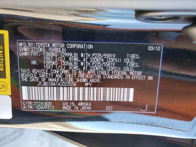 JTJBC1BA1A2023558 - 2010 LEXUS RX 450 BLACK photo 14