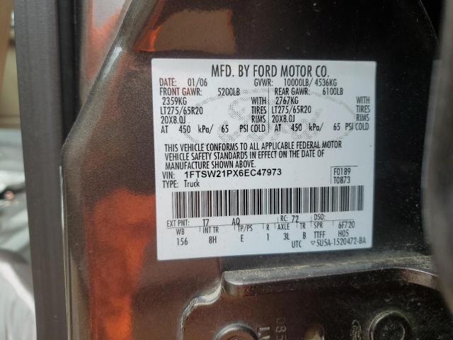 1FTSW21PX6EC47973 - 2006 FORD F250 SUPER DUTY GRAY photo 12