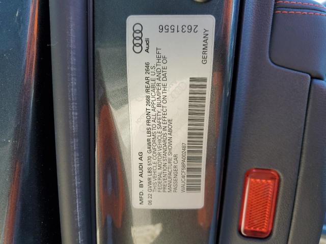 WAUC4CF58PA002487 - 2023 AUDI S5 PREMIUM PLUS ნაცრისფერი ფოტო 13