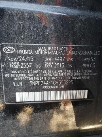 5NPE24AF1GH353225 - 2016 HYUNDAI SONATA SE 黑色 照片 12