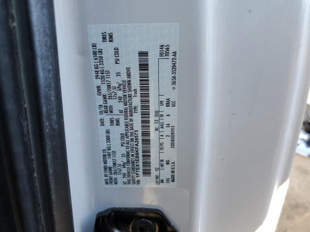 1FTEX1EB8KFA26573 - 2019 FORD F150 SUPER CAB WHITE photo 12