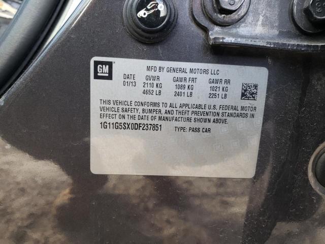 1G11G5SX0DF237851 - 2013 CHEVROLET MALIBU 3LT ნაცრისფერი ფოტო 12