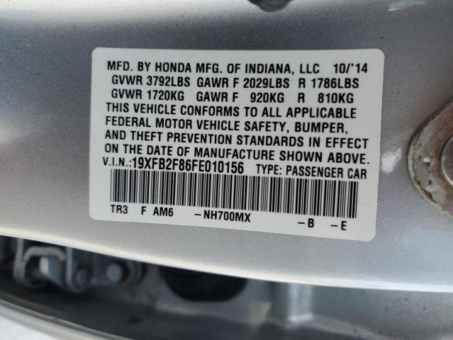 19XFB2F86FE010156 - 2015 HONDA CIVIC EX SILVER photo 12