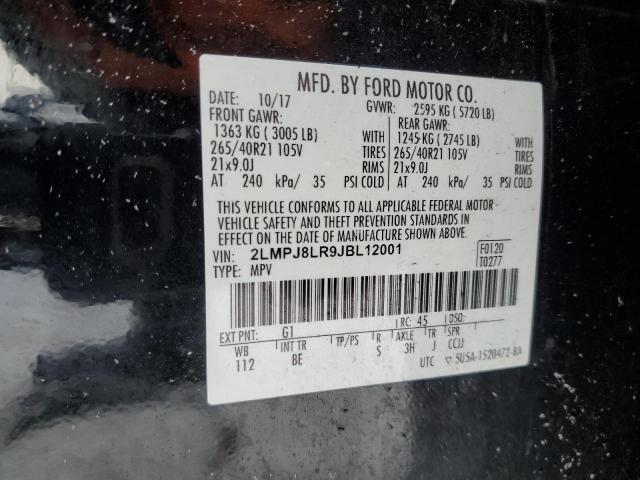 2LMPJ8LR9JBL12001 - 2018 LINCOLN MKX RESERVE Սև լուսանկար 13