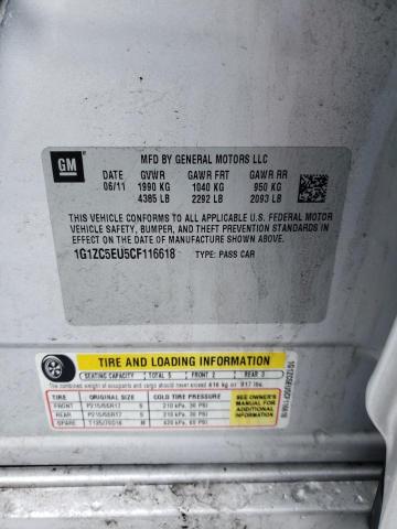 1G1ZC5EU5CF116618 - 2012 CHEVROLET MALIBU 1LT SILVER photo 12