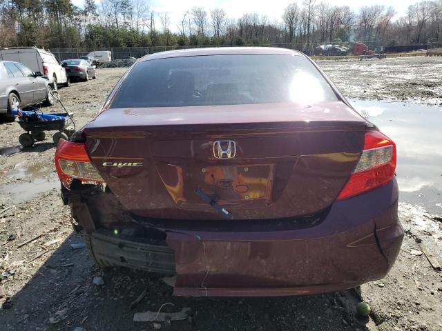 2HGFB2F92CH506310 - 2012 HONDA CIVIC EXL ბურგუნდია ფოტო 6
