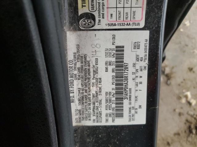 3FAHP0HA3BR172897 - 2011 FORD FUSION SE BLACK photo 12