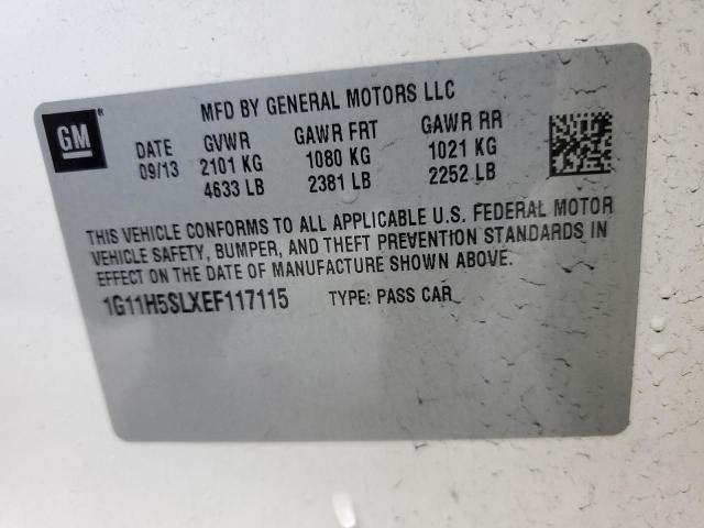 1G11H5SLXEF117115 - 2014 CHEVROLET MALIBU LTZ თეთრი ფოტო 12