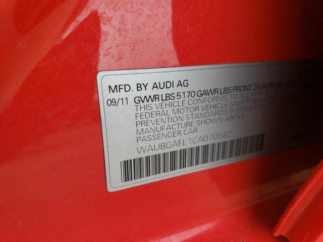 WAUBGAFL1CA070582 - 2012 AUDI S4 PREMIUM PLUS RED photo 13