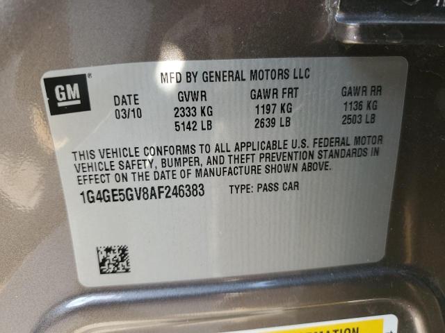 1G4GE5GV8AF246383 - 2010 BUICK LACROSSE CXS BEIGE photo 12