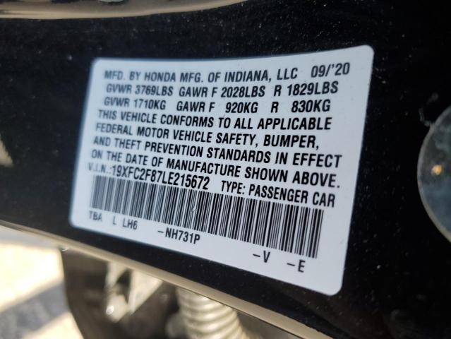 19XFC2F87LE215672 - 2020 HONDA CIVIC SPORT 黑色 照片 12