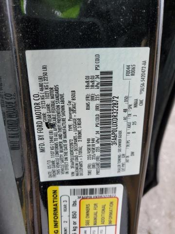 3FA6P0LUXDR322872 - 2013 FORD FUSION SE HYBRID BLACK photo 12