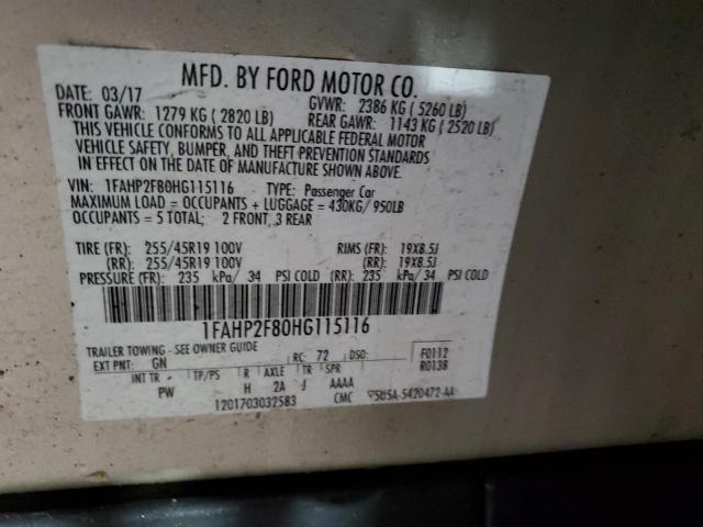 1FAHP2F80HG115116 - 2017 FORD TAURUS LIMITED GOLD photo 12