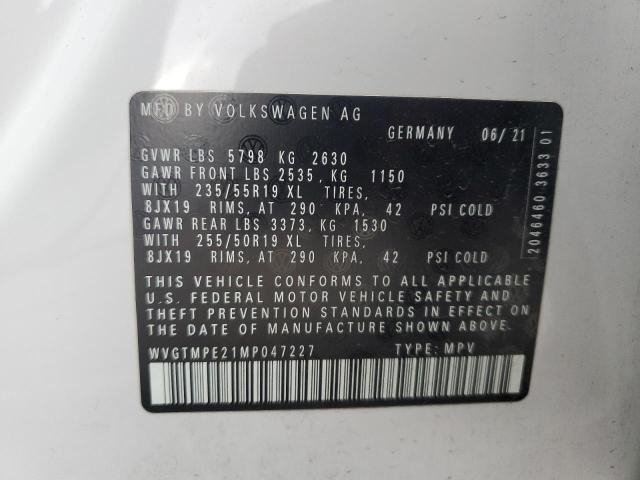 WVGTMPE21MP047227 - 2021 VOLKSWAGEN ID.4 PRO S WHITE photo 13