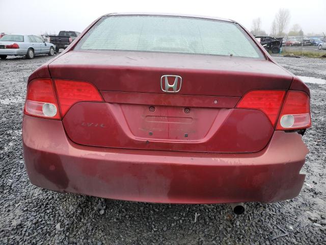 1HGFA16527L050263 - 2007 HONDA CIVIC LX RED photo 6