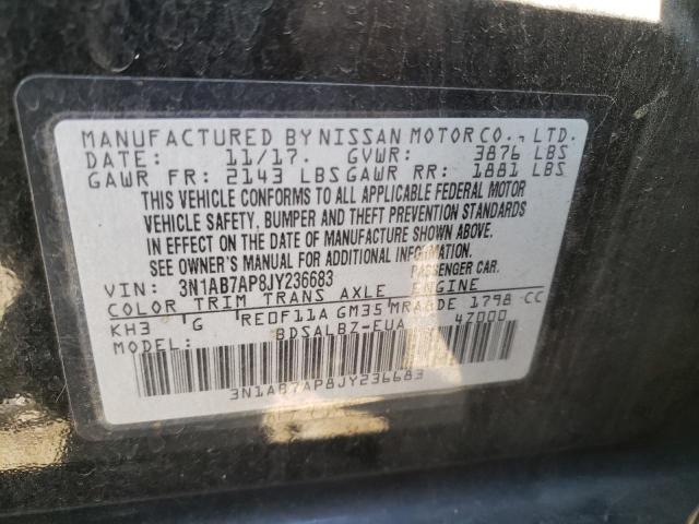 3N1AB7AP8JY236683 - 2018 NISSAN SENTRA S BLACK photo 12