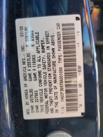 1HGCP36879A001050 - 2009 HONDA ACCORD EXL BLUE photo 12