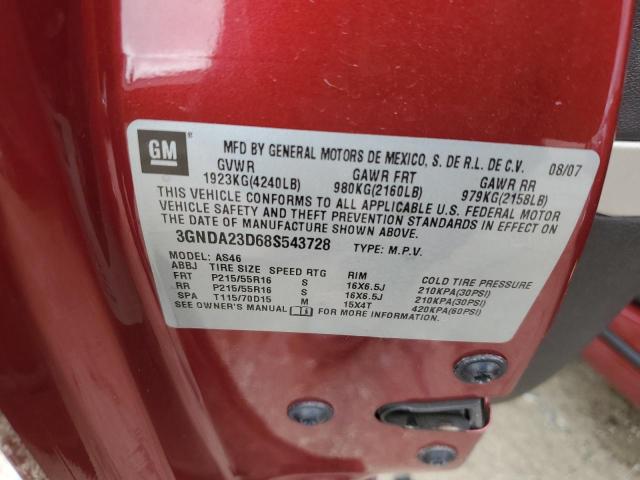 3GNDA23D68S543728 - 2008 CHEVROLET HHR LT RED photo 12