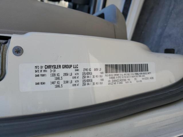 2D4RN4DE1AR297084 - 2010 DODGE GRAND CARA SE WHITE photo 13