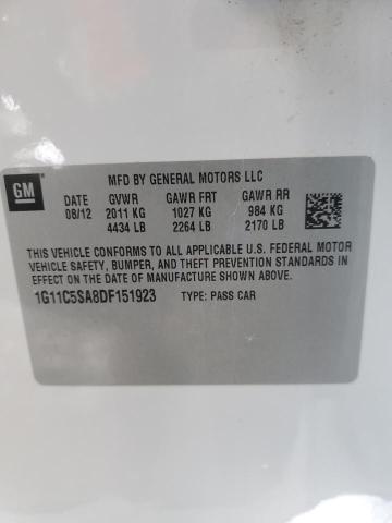 1G11C5SA8DF151923 - 2013 CHEVROLET MALIBU 1LT WHITE photo 12