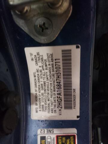 2HGFA16847H510711 - 2007 HONDA CIVIC EX BLUE photo 12