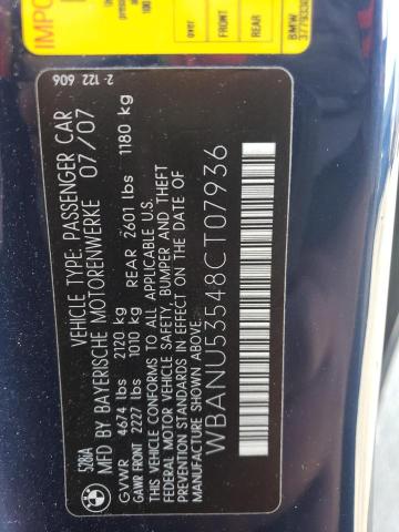 WBANU53548CT07936 - 2008 BMW 528 I BLUE photo 12