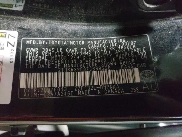 2T1KR32E87C668556 - 2007 TOYOTA COROLLA MA XR BLACK photo 12
