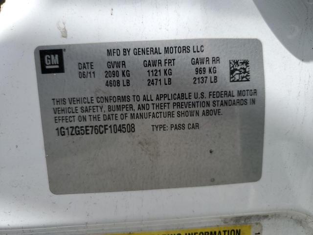 1G1ZG5E76CF104508 - 2012 CHEVROLET MALIBU LTZ თეთრი ფოტო 12