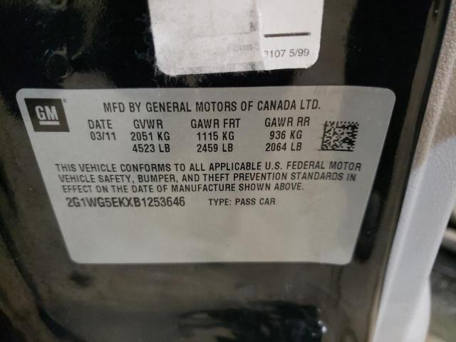 2G1WG5EKXB1253646 - 2011 CHEVROLET IMPALA LT BLACK photo 12