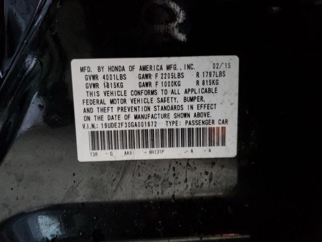 19UDE2F30GA001672 - 2016 ACURA ILX BASE WATCH PLUS BLACK photo 12