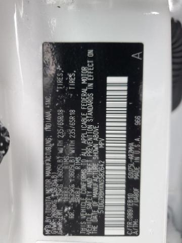 5TDGZRBHXNS582642 - 2022 TOYOTA HIGHLANDER XLE WHITE photo 13