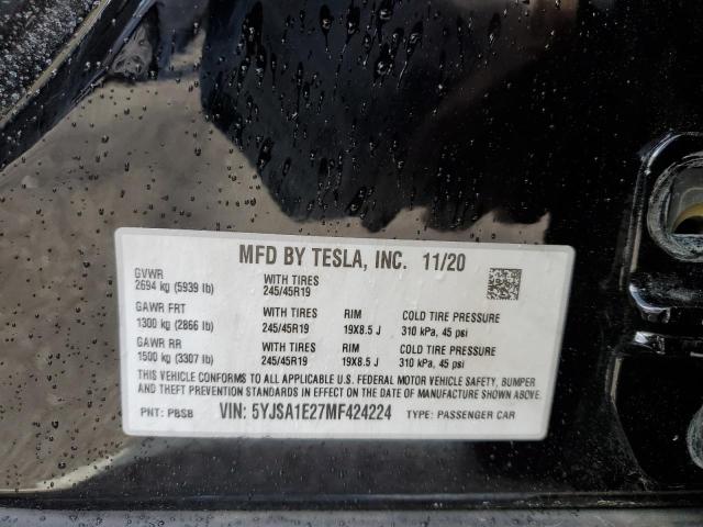 5YJSA1E27MF424224 - 2021 TESLA MODEL S Qara foto 13