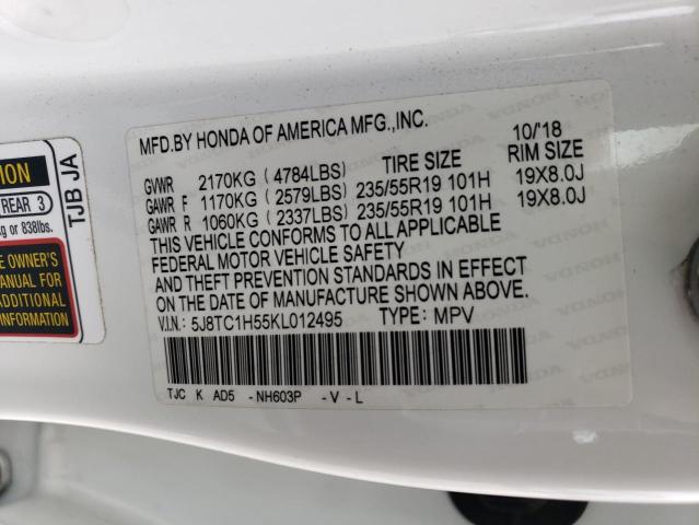 5J8TC1H55KL012495 - 2019 ACURA RDX TECHNOLOGY WHITE photo 13