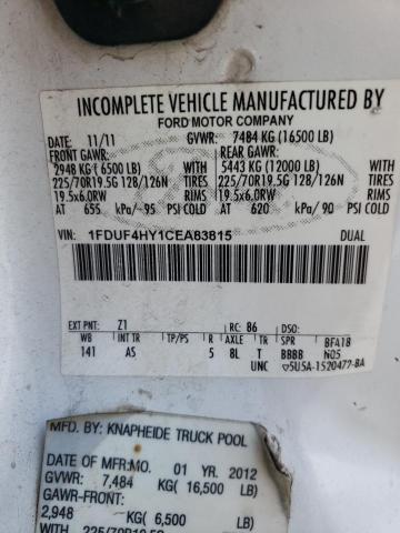 1FDUF4HY1CEA83815 - 2012 FORD F450 SUPER DUTY WHITE photo 12