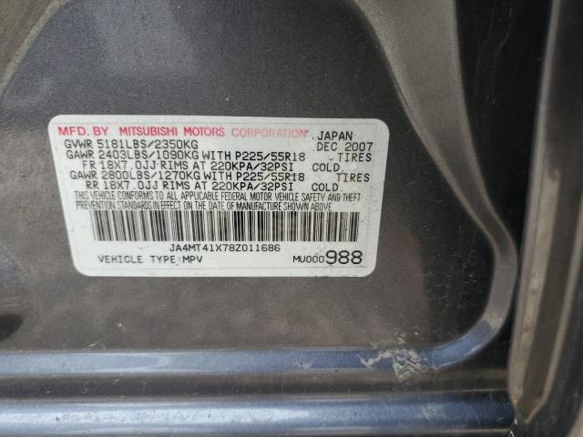 JA4MT41X78Z011686 - 2008 MITSUBISHI OUTLANDER XLS GRAY photo 12