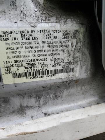 3N1CB51D85L454130 - 2005 NISSAN SENTRA 1.8 SILVER photo 12