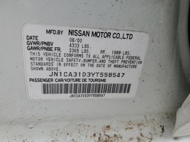 JN1CA31D3YT558547 - 2000 NISSAN MAXIMA GLE WHITE photo 12