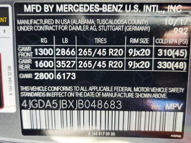 4JGDA5JBXJB048683 - 2018 MERCEDES-BENZ GLE 350 GRAY photo 13