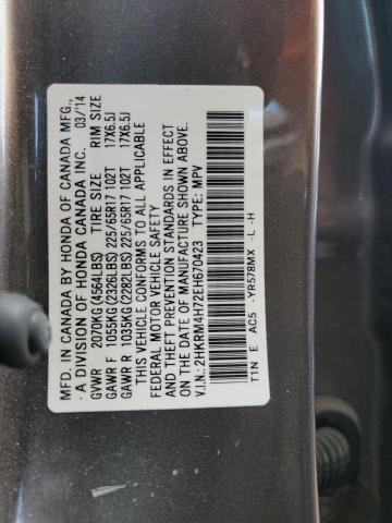 2HKRM4H72EH670423 - 2014 HONDA CR-V EXL GRAY photo 14