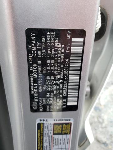 KM8J33AL6KU861034 - 2019 HYUNDAI TUCSON LIMITED SILVER photo 12