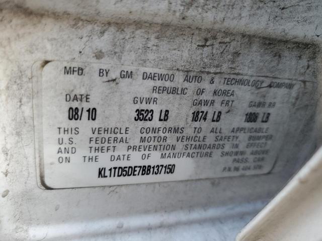 KL1TD5DE7BB137150 - 2011 CHEVROLET AVEO LS 白色 照片 12