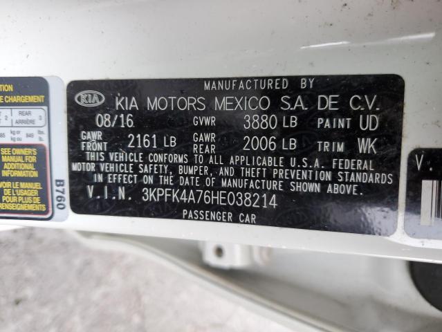 3KPFK4A76HE038214 - 2017 KIA FORTE LX WHITE photo 12