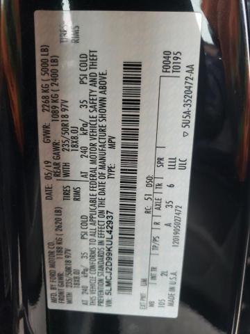 5LMCJ2D99KUL42937 - 2019 LINCOLN MKC SELECT Սև լուսանկար 12